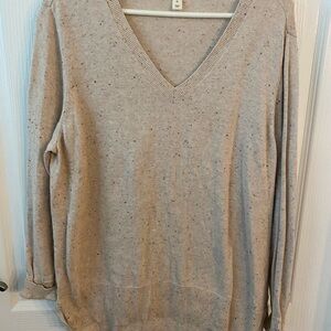 Women's Beige V-Neck Sweater